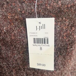 J. Jill Mini Skirt wool blend Brown Lined Sequin Side Zip size 8